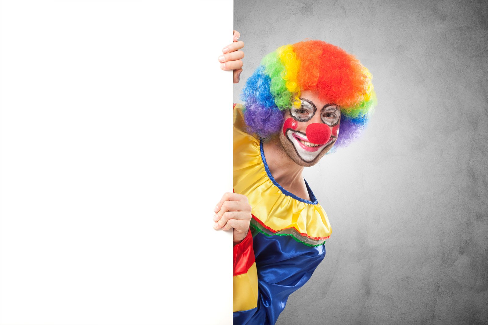 Clown Holding a Blank Sign